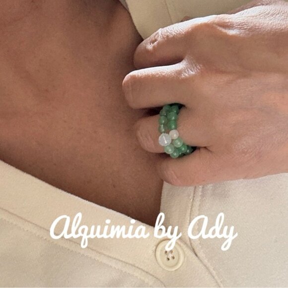 Aventurine heart charm statement ring - Picture 3 of 3